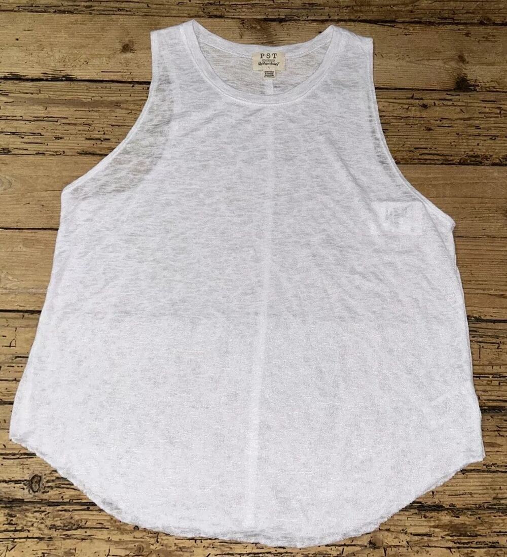 PST Women’s Size L White Woven Relaxed Tank Top NWT